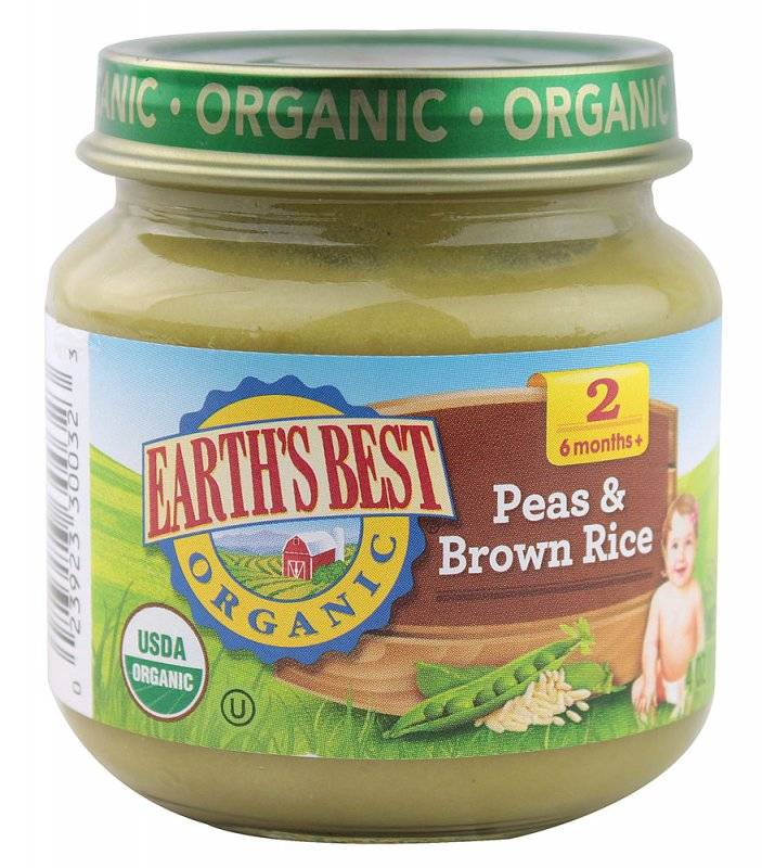 Earth's Best Baby Foods Organic Brown Rice & Peas 4 oz (12 ...