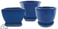 BIH Collection - BIH Collection Ceramic Pots with Attached Saucers 5.5" Solid