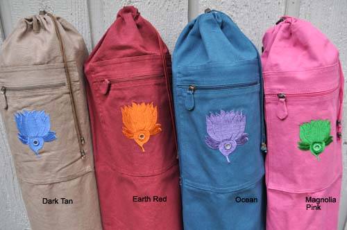 Barefoot Yoga - Barefoot Yoga Cotton Canvas Yoga Mat Bag With Embroidered Lotus - Teal