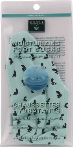 Earth Therapeutics - Earth Therapeutics Moisturizing Foot Socks w/ Foot Prints - Jade