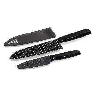Kuhn Rikon - Kuhn Rikon Colori Art Chef's and Paring Knife Set - Black Polka Dot