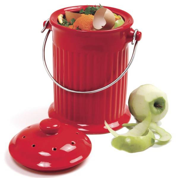 Norpro - Norpro Ceramic Compost Crock 1 gal- Red