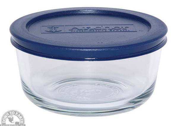 Down To Earth - Anchor Round Storage Dish 16 oz - Blue Lid
