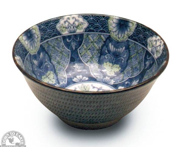 Down To Earth - Bowl 6" - Blue with Green Lotus