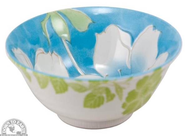 Down To Earth - Bowl 6" - Blue with Two Flowers
