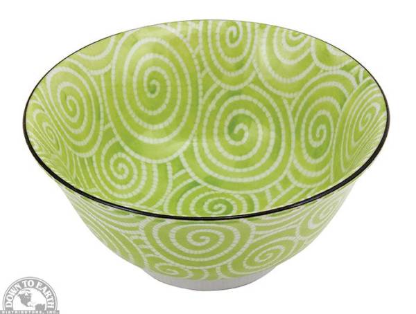 Down To Earth - Bowl 6" - Light Green Spirals