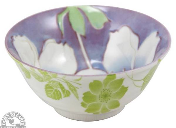 Down To Earth - Bowl 6" - Purple with Two Flowers