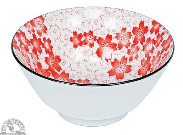 Down To Earth - Bowl 6" - Red & White Flowers