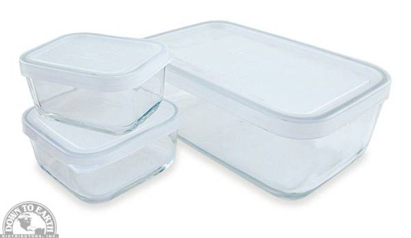 Down To Earth - Frigoverre Square Storage Dish Set - Clear Lids (Set of 3)