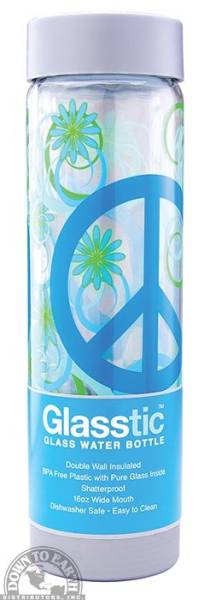 Down To Earth - Glasstic Glass Water Bottle 16 oz - Peace