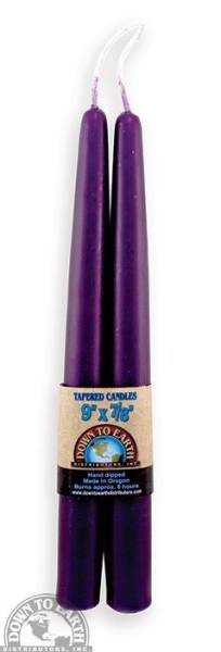 Down To Earth - Taper Candles 9" - Purple