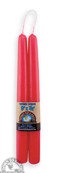 Down To Earth - Taper Candles 9" - Red