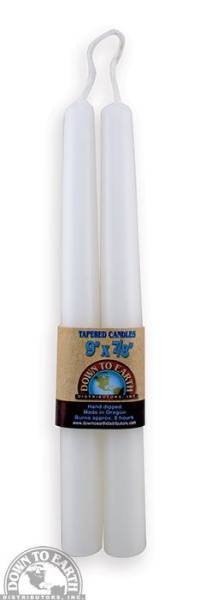 Down To Earth - Taper Candles 9" - White