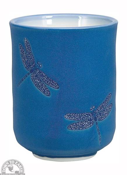 Down To Earth - Tea Cup 6 oz - Blue With Dragonfly