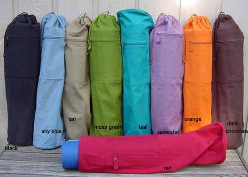 Barefoot Yoga - Barefoot Yoga Duffel Style Cotton Canvas Yoga Mat Bag with OM - Light Blue