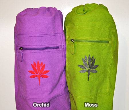 Barefoot Yoga - Barefoot Yoga Cotton Canvas Yoga Mat Bag With Embroidered Lotus - Orchid