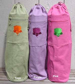 Barefoot Yoga - Barefoot Yoga Cotton Canvas Yoga Mat Bag With Embroidered Lotus - Purple