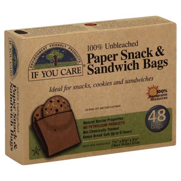 If You Care - If You Care Unbleached Paper Sandwich & Snack Bags - 48ct. (12 Pack)
