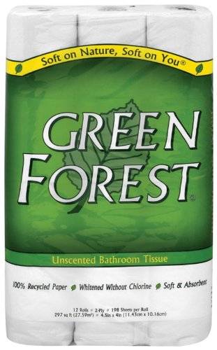 Green Forest - Green Forest Bathroom Tissue, 2 Ply, 12 Rolls (8 Pack)