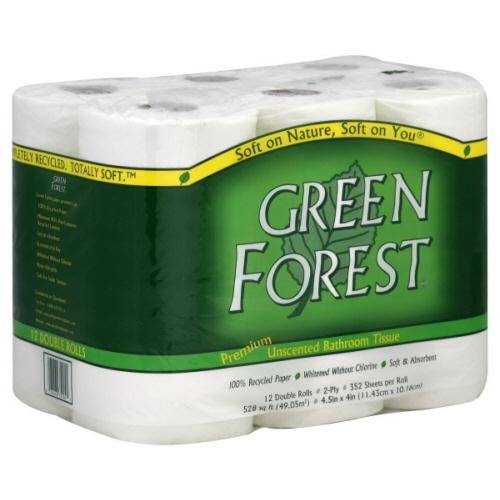 Green Forest - Green Forest Double Roll Premium Bathroom Tissue, 2 Ply, 12 Rolls (4 Pack)