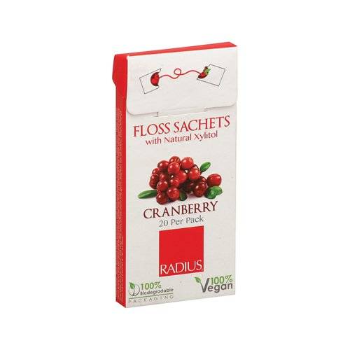 Radius - Radius Floss Sachets Vegan Xylitol Cranberry 20 ct
