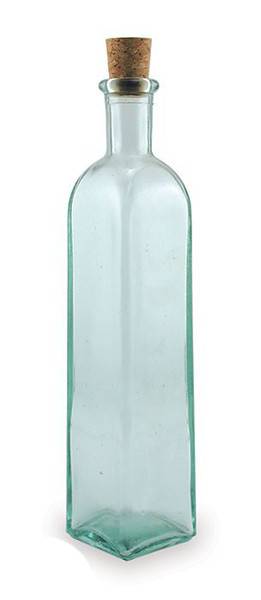 BIH Collection - BIH Collection Recycled Glass Square Bottle with Cork 300 cc