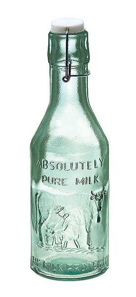 BIH Collection - BIH Collection Recycled Glass Pure Milk Bottle with Clamp 1 Liter