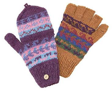 BIH Collection - BIH Collection Alpaca Wool Colorful Fingerless Gloves with Flap