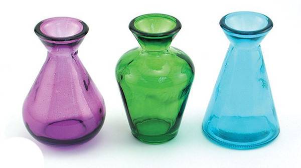 BIH Collection - BIH Collection Recycled Glass Assorted Color Bud Vases 4.5" (3 Pack)