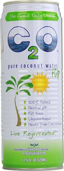 C2O Pure Coconut Water - C2O Pure Coconut Water with Pulp 17.5 oz (12 Pack)