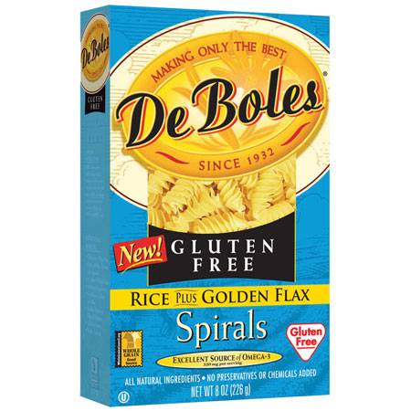 DeBoles - DeBoles Rice Pastas Spirals Plus Golden Flax 8 oz (12 Pack)