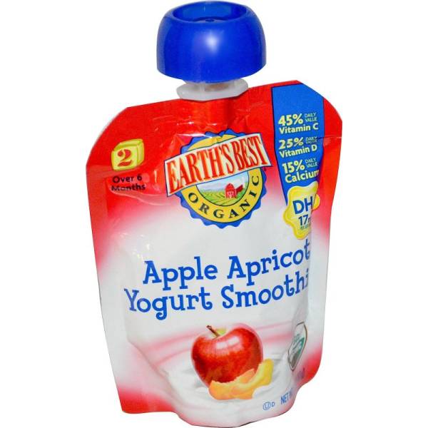 Earth's Best  - Earth's Best Baby Foods Organic Apples & Apricots Yogurt Smoothie 3.1 oz (12 Pack)