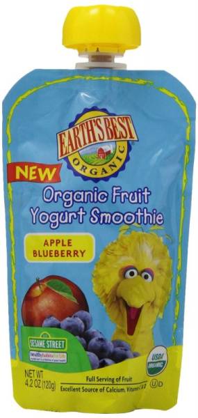 Earth's Best  - Earth's Best Baby Foods Organic Apples & Blueberries Yogurt Smoothie 4.2 oz (12 Pack)