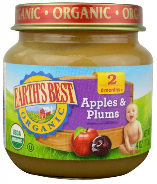 Earth's Best  - Earth's Best Baby Foods Organic Apples & Plums 4 oz (12 Pack)
