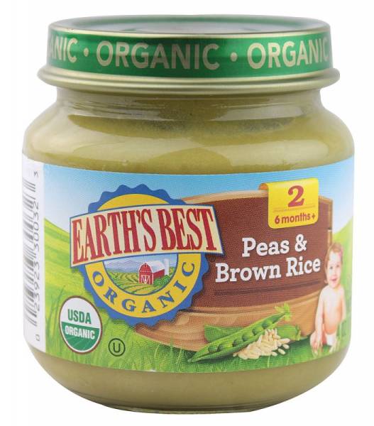 Earth's Best  - Earth's Best Baby Foods Organic Brown Rice & Peas 4 oz (12 Pack)