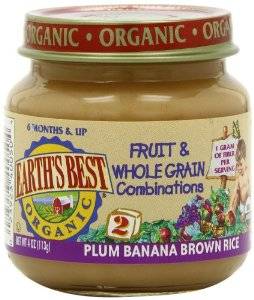 Earth's Best  - Earth's Best Baby Foods Organic Brown Rice, Banana & Plums 4 oz (12 Pack)