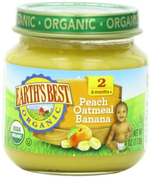 Earth's Best  - Earth's Best Baby Foods Organic Peach Banana Oatmeal 4 oz (12 Pack)