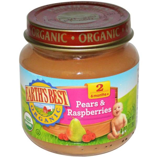 Earth's Best  - Earth's Best Baby Foods Organic Pears & Raspberries 4 oz (12 Pack)