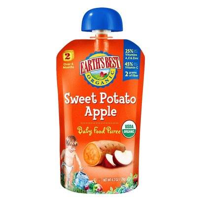 Earth's Best  - Earth's Best Baby Foods Organic Stage 2 - Sweet Potato Apple Baby Food Puree 4 oz  (12 Pack)