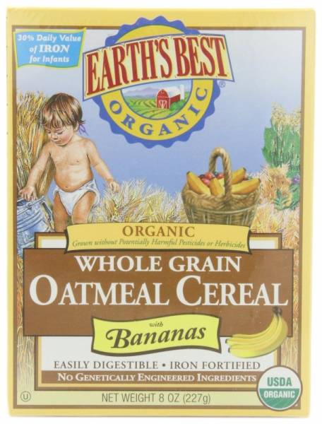 Earth's Best  - Earth's Best Baby Foods Organic Whole Grain Oatmeal Cereal with Bananas 8 oz (12 Pack)