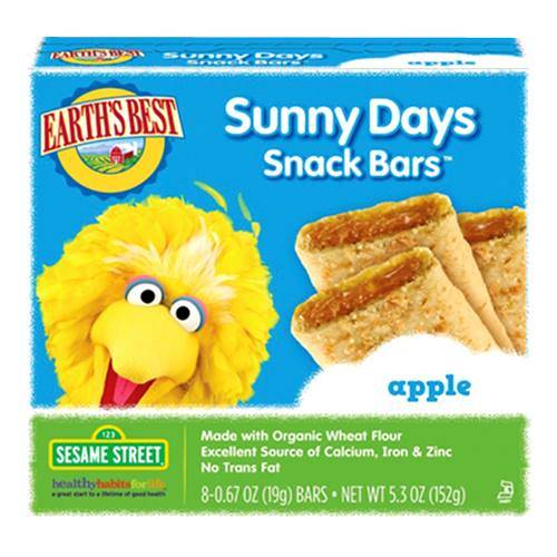 Earth's Best  - Earth's Best Baby Foods Sesame Street Sunny Days Apple Snack Bars 5.3 oz (6 Pack)