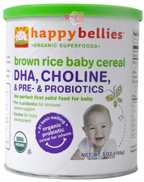 Happy Baby - Happy Baby Happy Bellies - Organic Brown Rice Cereal with DHA & Pre and Probiotics 7 oz (6 Pack)