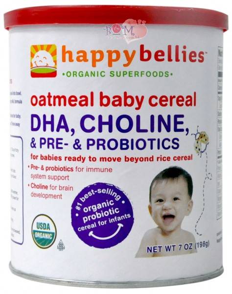 Happy Baby - Happy Baby Happy Bellies - Organic Oatmeal Cereal with DHA & Pre and Probiotics 7 oz (6 Pack)