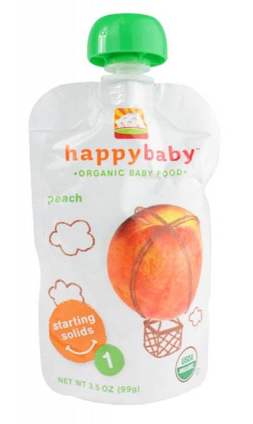 Happy Baby - Happy Baby Organic Baby Food Stage 1 - Starting Solids - Peach 3.5 oz (16 Pack)
