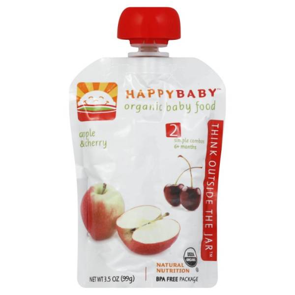 Happy Baby - Happy Baby Organic Baby Food Stage 2 - Cherry & Apple 3.5 oz (16 Pack)