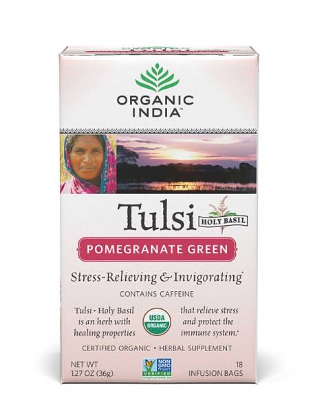 Organic India - Organic India Tulsi Tea Pomegranate Green w/Caffeine 18 bag