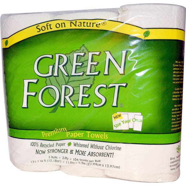 Green Forest - Green Forest Paper Towels, 2 Ply, 3 Rolls (10 Pack)