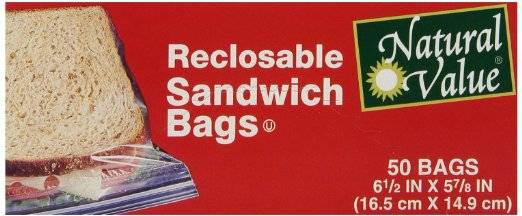 Natural Value - Natural Value Reclosable Sandwich Bags 50 ct (12 Pack)