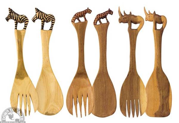 Down To Earth - Pairs of Wooden Salad Servers