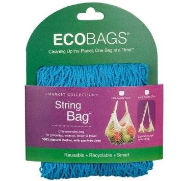 Eco-Bags Products - Eco-Bags Products String Bag Tote Handle Natural Cotton Caribbean Blue